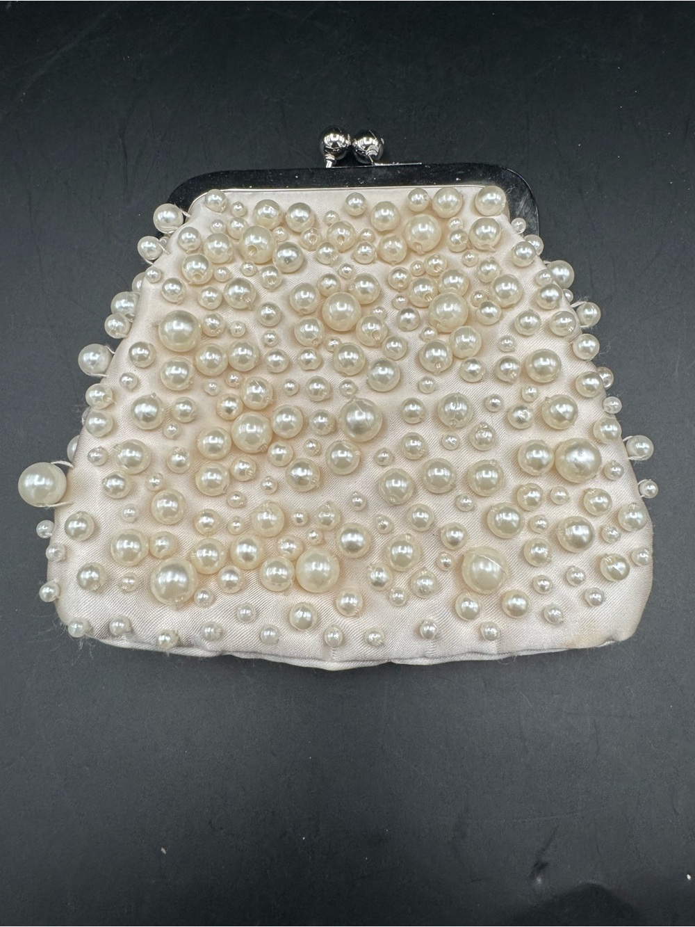 Vintage Pearl-Embellished Evening Clutch - Ivory
